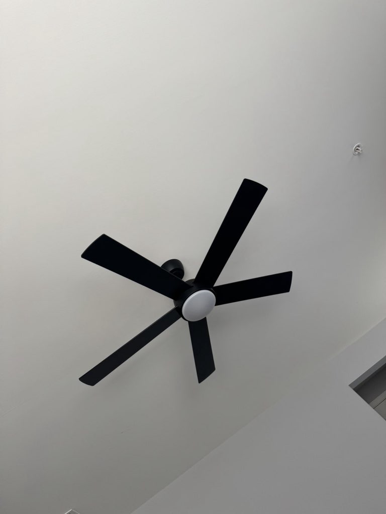 Ceiling fan installed on a vaulted ceiling